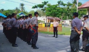 Kawal Pelantikan Kades, Polsek Sawa Gelar Apel Gabungan