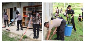 Memperingati Maulid Nabi, Personel Polres Konawe Baksos di Pesantren