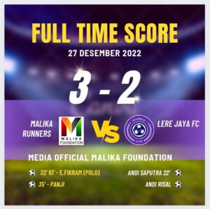 Laga Perdana KNPI Cup I Koltim, Malika Runners FC Tumbangkan Lere Jaya FC