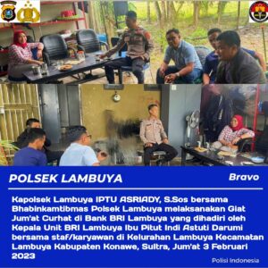 Selalu Hadir Memberikan Rasa Aman, BRI Unit Lambuya Sampaikan Ucapan Terima Kasih Kepada Polri