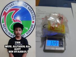 Remaja di Konawe Kedapatan Menyimpan 33,49 Gram Sabu – Sabu, Polisi Lidik Jaringan Pelaku