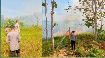 Kapolres Konawe “Turun Tangan” Kendalikan Kebakaran Lahan di Abuki