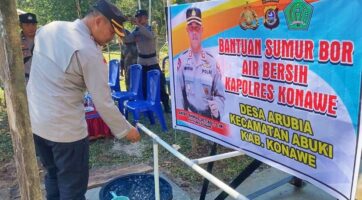 Warga Kecamatan Abuki Kekurangan Air Bersih, Kapolres Konawe Bantu Sumur Bor