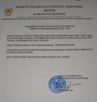 Pendaftaran Bakal Calon Ketua Umum KONI Konawe Resmi Dibuka, Ini Jadwal dan Persyaratannya