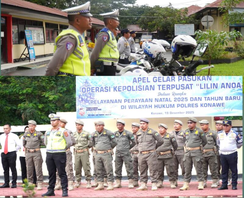 Polres Konawe Kerahkan 64 Personil Gabungan Amankan Natal 2025 dan Tahun Baru 2026